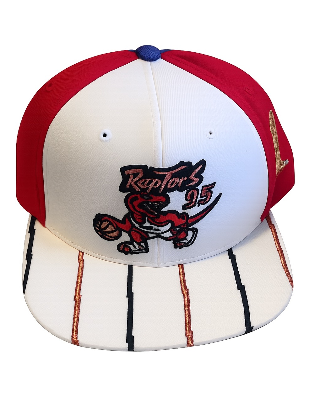 Toronto Raptors 95 Snapback Hat Cap White Red Purple Vintage Dinosaur Logo NBA
